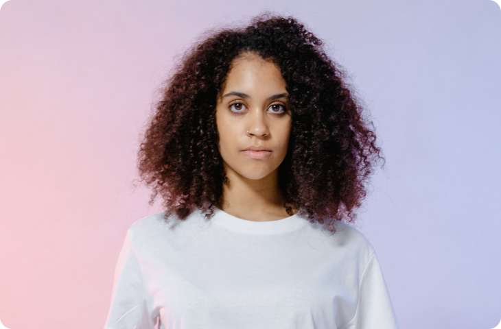 A woman with curly hair